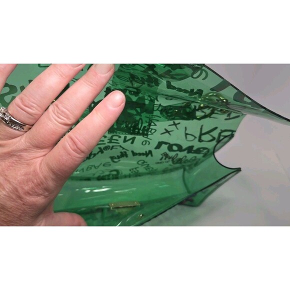 Jelly Graffiti Clear Bag Twst Lock Hand Purse 6 X 9.5 x 2.5 Unusual Funky Unique - Picture 3 of 8